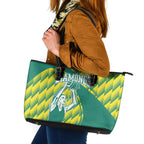 Australian Diamonds Netball Leather Tote Bag Bold Geometric Zigzag Pattern With Athletic Player Graphics