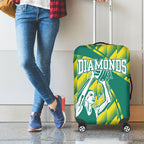 Australian Diamonds Netball Luggage Cover Bold Geometric Zigzag Pattern With Athletic Player Graphics