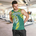 Australian Diamonds Netball Men Tank Top Bold Geometric Zigzag Pattern With Athletic Player Graphics