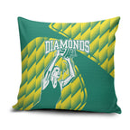 Australian Diamonds Netball Pillow Cover Bold Geometric Zigzag Pattern With Athletic Player Graphics