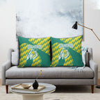 Australian Diamonds Netball Pillow Cover Bold Geometric Zigzag Pattern With Athletic Player Graphics