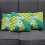 Australian Diamonds Netball Pillow Cover Bold Geometric Zigzag Pattern With Athletic Player Graphics