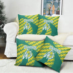 Australian Diamonds Netball Pillow Cover Bold Geometric Zigzag Pattern With Athletic Player Graphics