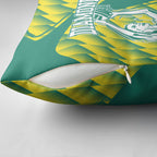 Australian Diamonds Netball Pillow Cover Bold Geometric Zigzag Pattern With Athletic Player Graphics