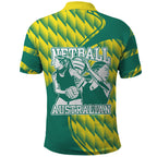 Australian Diamonds Netball Polo Shirt Bold Geometric Zigzag Pattern With Athletic Player Graphics