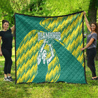 Australian Diamonds Netball Quilt Bold Geometric Zigzag Pattern With Athletic Player Graphics