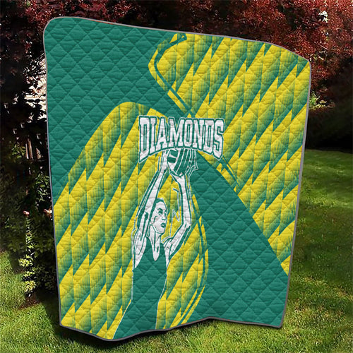 Australian Diamonds Netball Quilt Bold Geometric Zigzag Pattern With Athletic Player Graphics