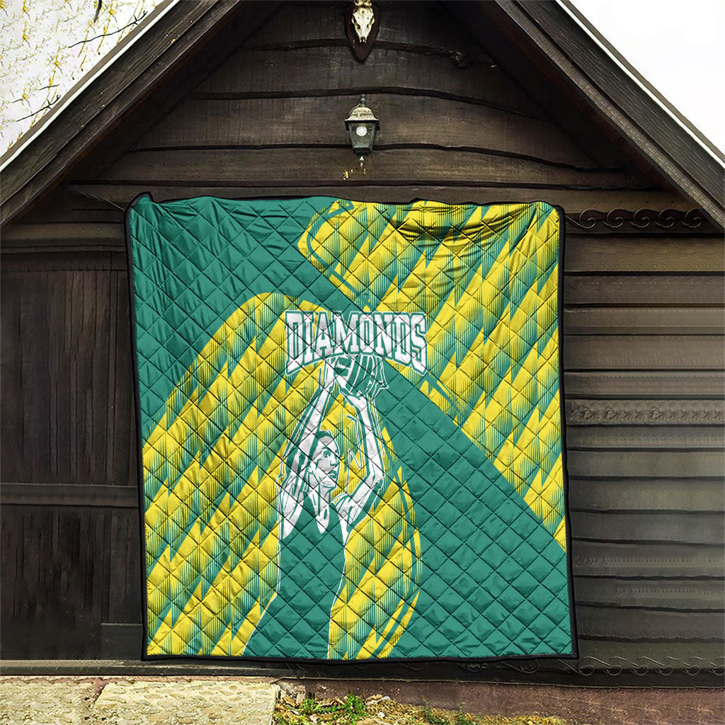 Australian Diamonds Netball Quilt Bold Geometric Zigzag Pattern With Athletic Player Graphics