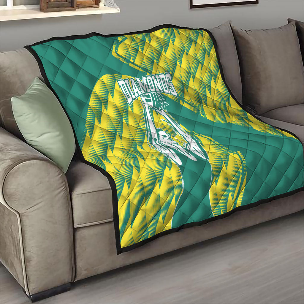 Australian Diamonds Netball Quilt Bold Geometric Zigzag Pattern With Athletic Player Graphics