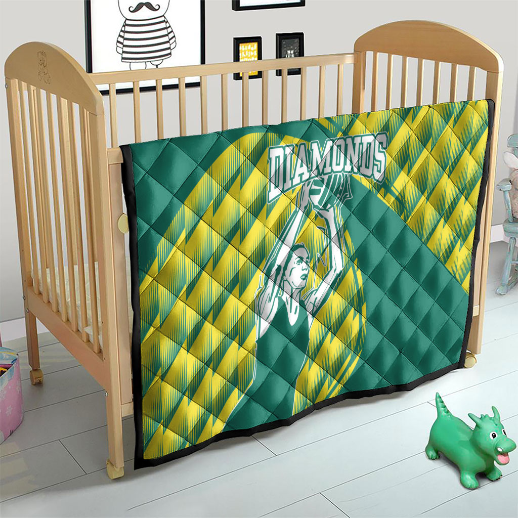 Australian Diamonds Netball Quilt Bold Geometric Zigzag Pattern With Athletic Player Graphics