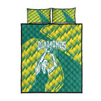 Australian Diamonds Netball Quilt Bed Set Bold Geometric Zigzag Pattern With Athletic Player Graphics