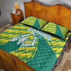 Australian Diamonds Netball Quilt Bed Set Bold Geometric Zigzag Pattern With Athletic Player Graphics