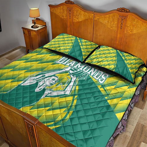 Australian Diamonds Netball Quilt Bed Set Bold Geometric Zigzag Pattern With Athletic Player Graphics