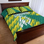 Australian Diamonds Netball Quilt Bed Set Bold Geometric Zigzag Pattern With Athletic Player Graphics