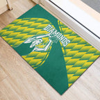 Australian Diamonds Netball Rubber Doormat Bold Geometric Zigzag Pattern With Athletic Player Graphics