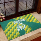 Australian Diamonds Netball Rubber Doormat Bold Geometric Zigzag Pattern With Athletic Player Graphics