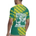 Australian Diamonds Netball Rugby Jersey Bold Geometric Zigzag Pattern With Athletic Player Graphics