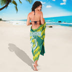 Australian Diamonds Netball Sarong Bold Geometric Zigzag Pattern With Athletic Player Graphics