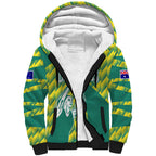 Australian Diamonds Netball Sherpa Hoodie Bold Geometric Zigzag Pattern With Athletic Player Graphics