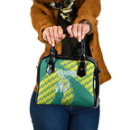 Australian Diamonds Netball Shoulder Handbag Bold Geometric Zigzag Pattern With Athletic Player Graphics