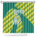 Australian Diamonds Netball Shower Curtain Bold Geometric Zigzag Pattern With Athletic Player Graphics