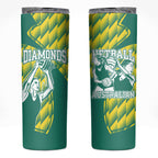 Australian Diamonds Netball Skinny Tumbler Bold Geometric Zigzag Pattern With Athletic Player Graphics
