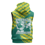 Australian Diamonds Netball Sleeveless Hoodie Bold Geometric Zigzag Pattern With Athletic Player Graphics