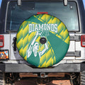 Australian Diamonds Netball Spare Tire Cover Bold Geometric Zigzag Pattern With Athletic Player Graphics