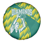 Australian Diamonds Netball Spare Tire Cover Bold Geometric Zigzag Pattern With Athletic Player Graphics