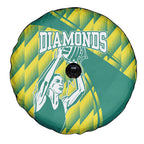 Australian Diamonds Netball Spare Tire Cover Bold Geometric Zigzag Pattern With Athletic Player Graphics