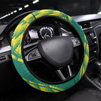 Australian Diamonds Netball Steering Wheel Cover Bold Geometric Zigzag Pattern With Athletic Player Graphics