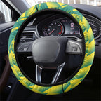 Australian Diamonds Netball Steering Wheel Cover Bold Geometric Zigzag Pattern With Athletic Player Graphics