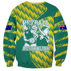 Australian Diamonds Netball Sweatshirt Bold Geometric Zigzag Pattern With Athletic Player Graphics