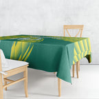 Australian Diamonds Netball Tablecloth Bold Geometric Zigzag Pattern With Athletic Player Graphics