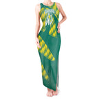 Australian Diamonds Netball Tank Maxi Dress Bold Geometric Zigzag Pattern With Athletic Player Graphics