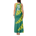 Australian Diamonds Netball Tank Maxi Dress Bold Geometric Zigzag Pattern With Athletic Player Graphics