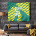 Australian Diamonds Netball Tapestry Bold Geometric Zigzag Pattern With Athletic Player Graphics