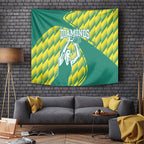Australian Diamonds Netball Tapestry Bold Geometric Zigzag Pattern With Athletic Player Graphics