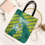Australian Diamonds Netball Tote Bag Bold Geometric Zigzag Pattern With Athletic Player Graphics