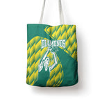 Australian Diamonds Netball Tote Bag Bold Geometric Zigzag Pattern With Athletic Player Graphics