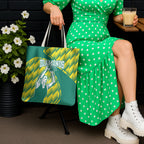 Australian Diamonds Netball Tote Bag Bold Geometric Zigzag Pattern With Athletic Player Graphics
