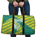 Australian Diamonds Netball Travel Bag Bold Geometric Zigzag Pattern With Athletic Player Graphics