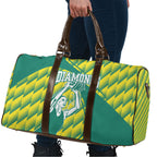 Australian Diamonds Netball Travel Bag Bold Geometric Zigzag Pattern With Athletic Player Graphics