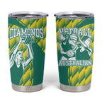 Australian Diamonds Netball Tumbler Cup Bold Geometric Zigzag Pattern With Athletic Player Graphics