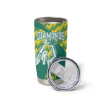 Australian Diamonds Netball Tumbler Cup Bold Geometric Zigzag Pattern With Athletic Player Graphics