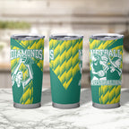Australian Diamonds Netball Tumbler Cup Bold Geometric Zigzag Pattern With Athletic Player Graphics