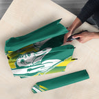 Australian Diamonds Netball Umbrella Bold Geometric Zigzag Pattern With Athletic Player Graphics