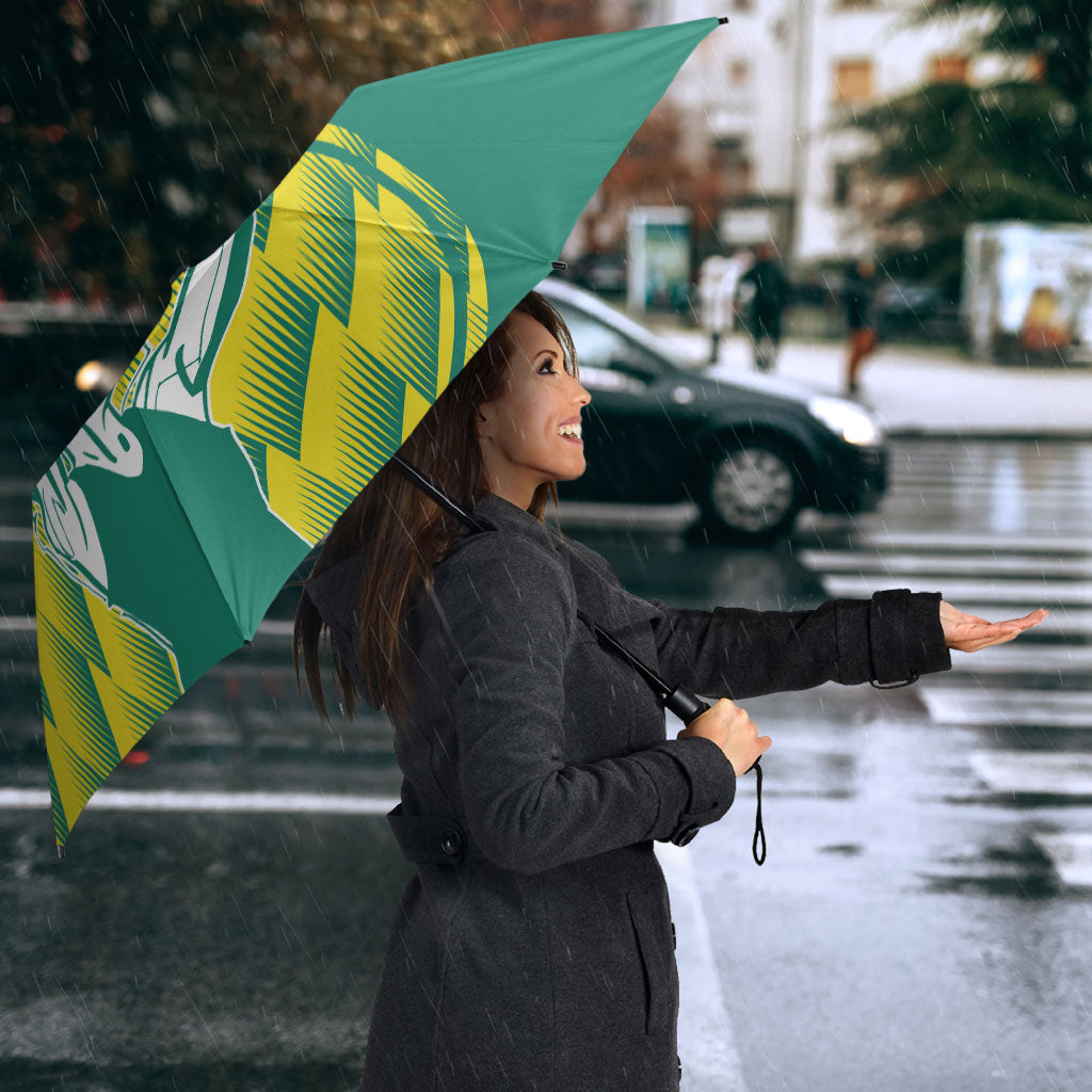 Australian Diamonds Netball Umbrella Bold Geometric Zigzag Pattern With Athletic Player Graphics