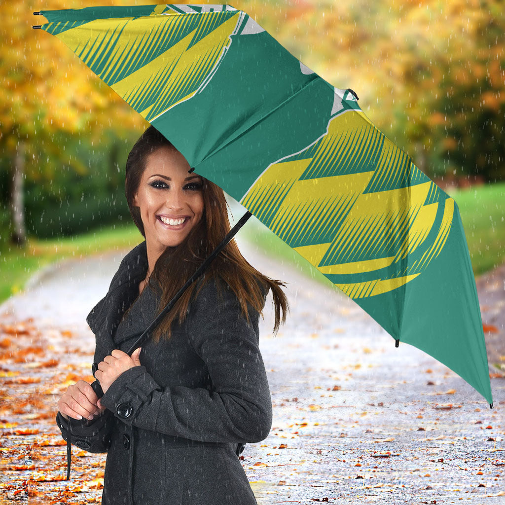 Australian Diamonds Netball Umbrella Bold Geometric Zigzag Pattern With Athletic Player Graphics