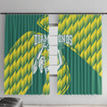 Australian Diamonds Netball Window Curtain Bold Geometric Zigzag Pattern With Athletic Player Graphics